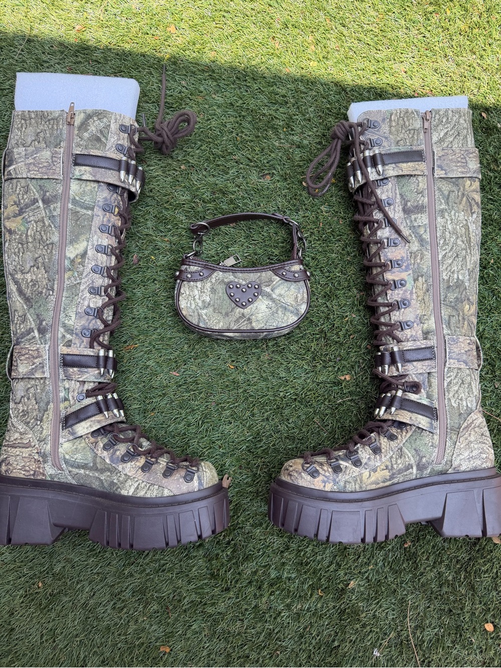 Dolls kill X REALTREE boots and mini bag
